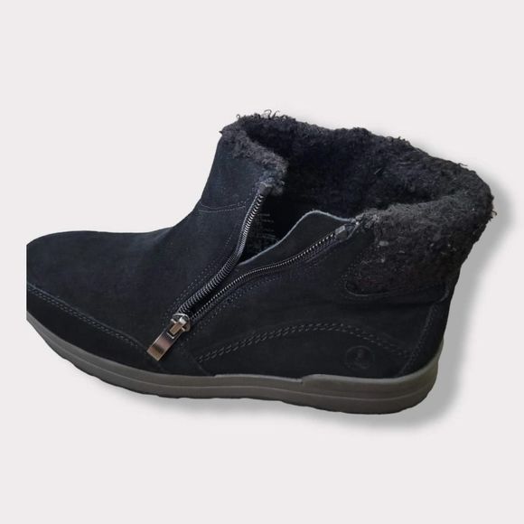 Land's End Black Suede & Fleece Zip Ankle Boots Womens Size 6B - Picture 8 of 9